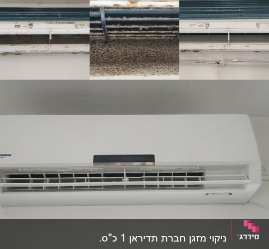 מזגן עם לכלוך ואבק על הפילטרים והתריסים